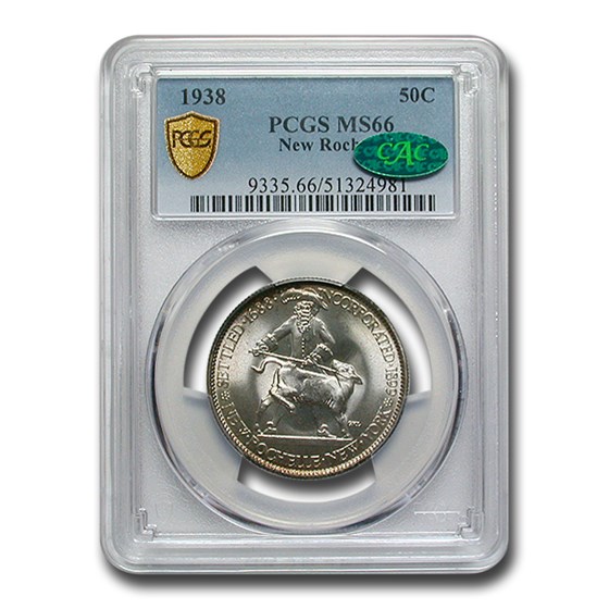 1938 New Rochelle Half Dollar Commem MS-66 PCGS CAC 1938 New Rochelle Half Dollar Commem MS-66 PCGS CAC